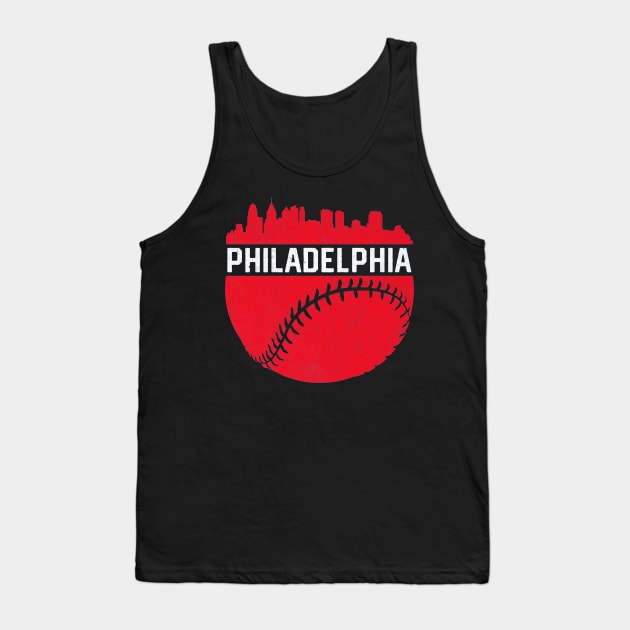 Downtown Philadelphia PA Skyline Baseball Tank Top by Vigo